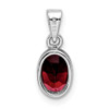 Lex & Lu Sterling Silver Polished Garnet Oval Pendant - 3 - Lex & Lu