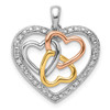 Lex & Lu Sterling Silver w/White & Rose Gold Plating Diamond Heart Pendant - Lex & Lu