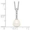 Lex & Lu Sterling Silver 7-8mm White FW Cultured Pearl CZ Chain Slide Necklace - 3 - Lex & Lu