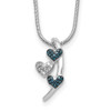 Lex & Lu Sterling Silver Polished Diamond/Blue Diamond Chain Slide LAL115675 - Lex & Lu