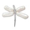 Lex & Lu Sterling Silver RH White Baroque FWC Pearl CZ Dragonfly Slide Pin - Lex & Lu