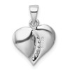 Lex & Lu Sterling Silver w/Rhodium & Rose G/P Polish/Satin CZ Heart Pendant - 3 - Lex & Lu