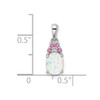 Lex & Lu Sterling Silver w/Rhodium Diamond Cr.Pink Sapp. Simulated Opal Pendant - 4 - Lex & Lu