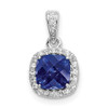 Lex & Lu Sterling Silver w/Rhodium Created Blue & White Sapphire Pendant - Lex & Lu