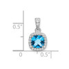 Lex & Lu Sterling Silver w/Rhodium 1.05Blue Topaz/Created Wht Sapphire Pendant - 4 - Lex & Lu