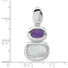 Lex & Lu Sterling Silver w/Rhodium Purple Crystal and White MOP Pendant - 4 - Lex & Lu