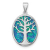Lex & Lu Sterling Silver w/Rhodium Created Opal Tree of Life Oval Pendant - Lex & Lu