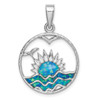 Lex & Lu Sterling Silver w/Rhodium Blue Inlay Created Opal Sunrise Pendant - Lex & Lu