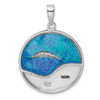 Lex & Lu Sterling Silver w/Rhodium Blue Inlay Created Opal Dolphins Pendant - 3 - Lex & Lu