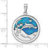 Lex & Lu Sterling Silver w/Rhodium Blue Inlay Created Opal Dolphins Pendant - 4 - Lex & Lu