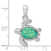 Lex & Lu Sterling Silver w/Rhodium Green Inlay Created Opal Turtle Pendant - 5 - Lex & Lu