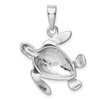 Lex & Lu Sterling Silver w/Rhodium Blue Inlay Created Opal Turtle Pendant LAL115812 - 3 - Lex & Lu