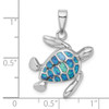 Lex & Lu Sterling Silver w/Rhodium Blue Inlay Created Opal Turtle Pendant LAL115812 - 4 - Lex & Lu