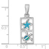 Lex & Lu Sterling Silver w/Rhodium Blue Created Opal Starfish Turtle Pendant - 4 - Lex & Lu