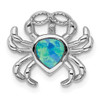 Lex & Lu Sterling Silver w/Rhodium Blue Inlay Created Opal Crab Slide - Lex & Lu