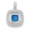 Lex & Lu Sterling Silver w/Rhodium Blue Square Created Opal w/CZ Pendant - 3 - Lex & Lu