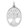 Lex & Lu Sterling Silver w/Rhodium Green Glass Buds Oval Tree Pendant - 3 - Lex & Lu