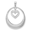 Lex & Lu Sterling Silver w/Rhodium CZ Oval w/Dangle Heart Pendant - 4 - Lex & Lu