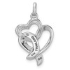 Lex & Lu Sterling Silver w/Rhodium Enamel CZ Ribbon Heart Pendant - 3 - Lex & Lu