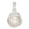 Lex & Lu Sterling Silver Polished Freshwater Cultured Pearl Pendant - Lex & Lu