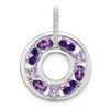 Lex & Lu Sterling Silver Amethyst & CZ Circle Pendant - Lex & Lu