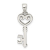 Lex & Lu Sterling Silver Polished Small Heart Key Pendant - 4 - Lex & Lu