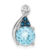 Lex & Lu Sterling Silver w/Rhodium Diamond Swiss & London Blue Topaz Pendant - Lex & Lu