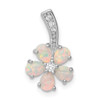 Lex & Lu Sterling Silver Rhdoium Plated Opal Flower Pendant - Lex & Lu