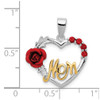 Lex & Lu Sterling Silver Vermeil Red Flower & CZ Mom Pendant - 3 - Lex & Lu