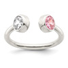 Lex & Lu Sterling Silver Polished Pink and White CZ Adjustable Ring - Lex & Lu