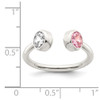 Lex & Lu Sterling Silver Polished Pink and White CZ Adjustable Ring - 4 - Lex & Lu