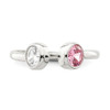 Lex & Lu Sterling Silver Polished Pink and White CZ Adjustable Ring - 5 - Lex & Lu