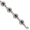 Lex & Lu Sterling Silver w/Rhodium Antiqued Garnet Bracelet - Lex & Lu