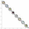 Lex & Lu Sterling Silver w/Rhodium Multicolored Gemstone Bracelet 6.5'' - 4 - Lex & Lu