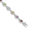 Lex & Lu Sterling Silver w/Rhodium Rainbow Semi Precious Stone Bracelet 7'' - Lex & Lu