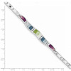 Lex & Lu Sterling Silver Rhod Plated Multicolored CZ Ferido Style Bracelet 7.5'' - 3 - Lex & Lu