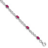 Lex & Lu Sterling Silver Composite Ruby and Diamond Bracelet LAL117409 - Lex & Lu