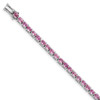 Lex & Lu Sterling Silver Oval Pink Sapphire 7.5'' Bracelet - Lex & Lu