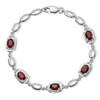 Lex & Lu Sterling Silver Garnet Link Bracelet 7.5'' - 5 - Lex & Lu