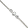 Lex & Lu Sterling Silver CZ 3-stone Bracelet 7.5'' LAL117474 - Lex & Lu