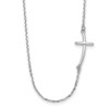 Lex & Lu 14k White Gold Small Sideways Curved Cross Necklace 19'' - Lex & Lu