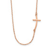 Lex & Lu 14k Rose Gold Small Sideways Curved Cross Necklace 19'' - Lex & Lu