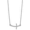 Lex & Lu 14k White Gold Small Sideways Curved Twist Cross Necklace 19'' - 2 - Lex & Lu