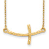Lex & Lu 14k Yellow Gold Large Sideways Curved Twist Cross Necklace 19'' - Lex & Lu