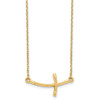 Lex & Lu 14k Yellow Gold Large Sideways Curved Twist Cross Necklace 19'' - 2 - Lex & Lu