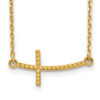 Lex & Lu 14k Yellow Gold Sideways Curved Textured Cross Necklace 19'' - 2 - Lex & Lu