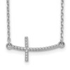 Lex & Lu 14k White Gold Sideways Curved Textured Cross Necklace 19'' - Lex & Lu