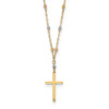 Lex & Lu 14k Tri-color Gold D/C Beaded Polished Cross Necklace 17'' - Lex & Lu