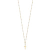 Lex & Lu 14k Tri-color Gold D/C Beaded Polished Cross Necklace 17'' - 2 - Lex & Lu