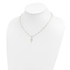 Lex & Lu 14k Tri-color Gold D/C Beaded Polished Cross Necklace 17'' - 4 - Lex & Lu